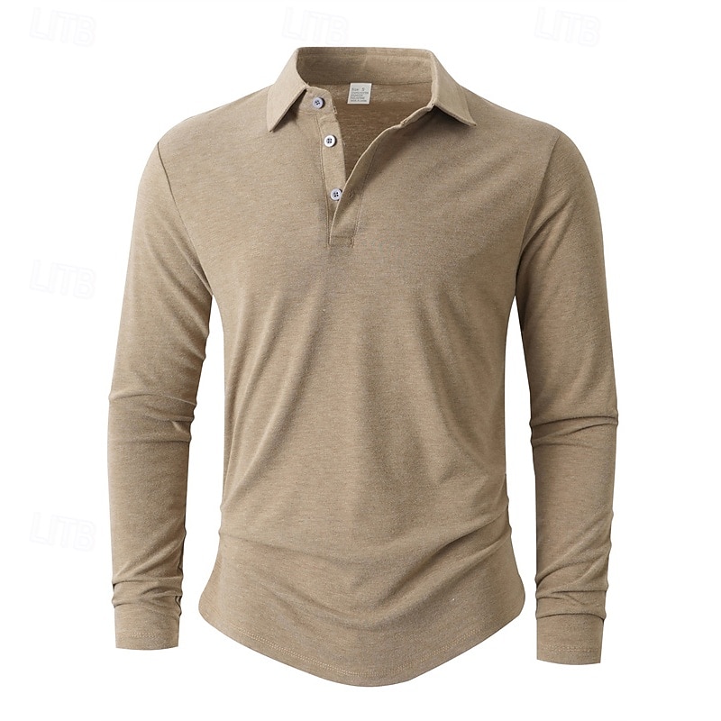 Men's Golf Shirt Golf Polos Shirts Work Casual Lapel Long Sleeve Basic Modern Plain Buttons Spring Fall Regular Fit Black White Navy Blue Green Khaki Rose Golf Shirt3