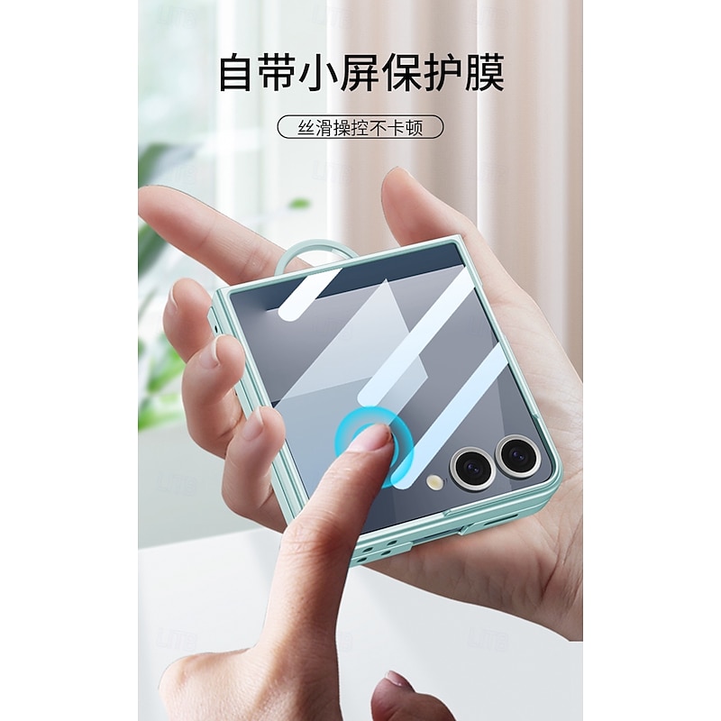 Phone Case For Samsung Galaxy Z Flip 7 Back Cover Full Body Protective Ring Buckle Shockproof Retro PC4