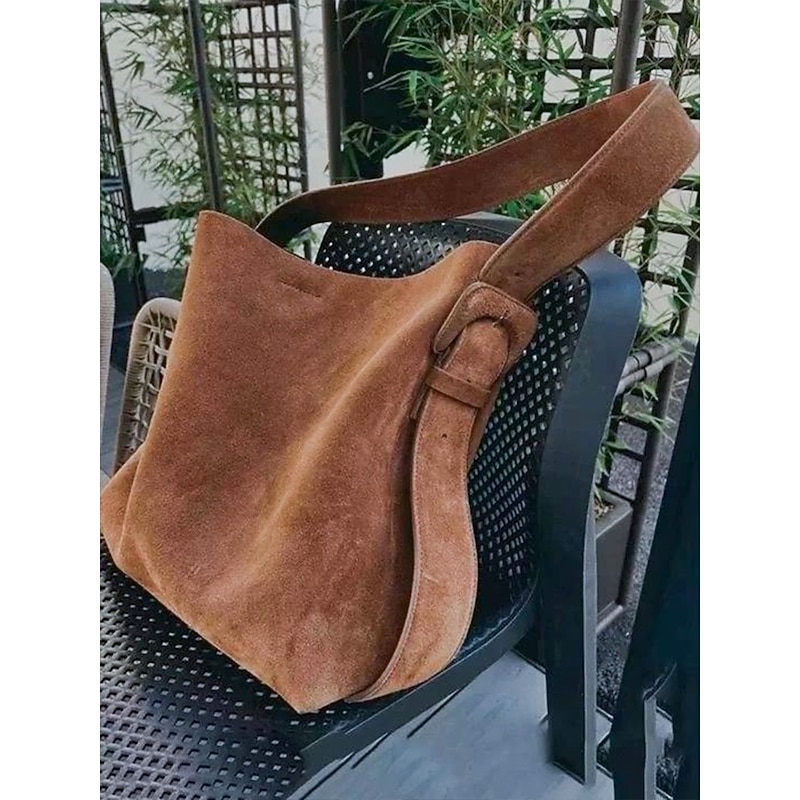 Women's Suede Shoulder Tote Bag - Bohemian Style Large Capacity Casual Vintage Hobo Handbag Suitable for Daily Work, Travel and Shopping4