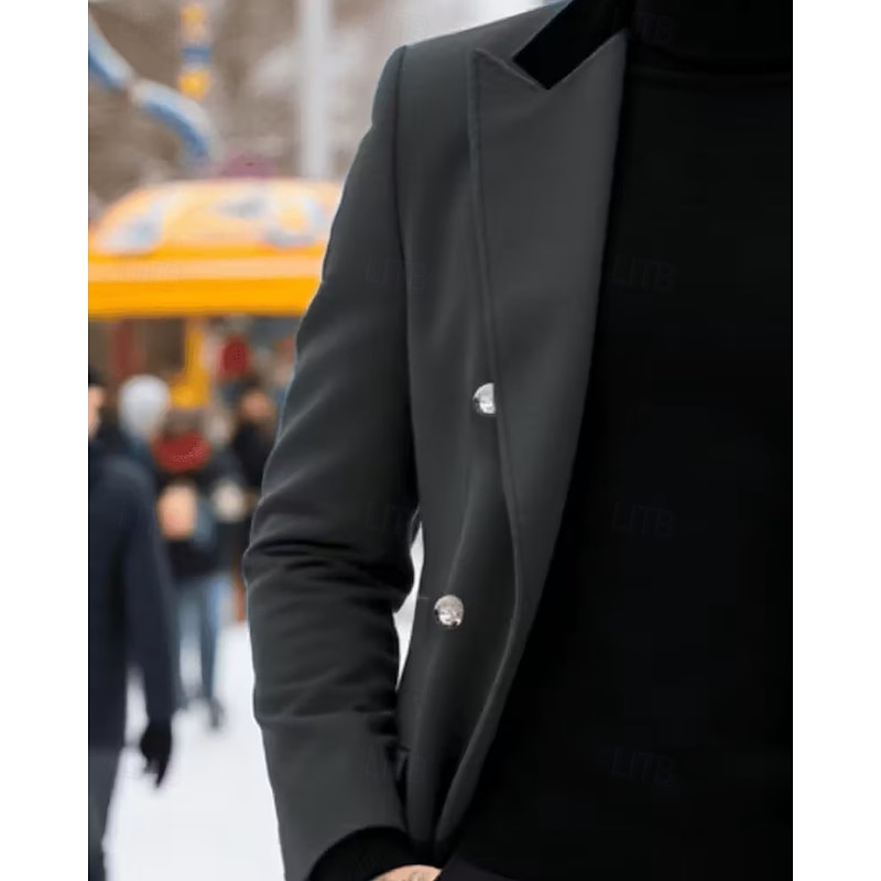 Men's Overcoat Trench Coat Long Trench Coat Vacation Daily Fall Winter Polyester Windproof Outerwear Clothing Apparel Fashion Classic Plain Pocket Lapel Double Breasted4