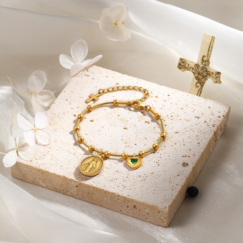 Personalized Birthstone Virgin Mary Pendant Bracelet – Elegant Jewelry Gift for Family & Friends, Perfect for Thanksgiving & Christmas, High-Quality Fashion Accessory3