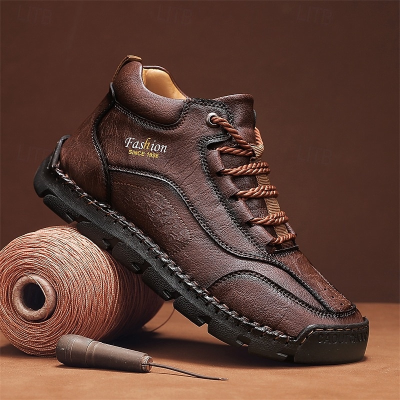 Men's Brown Lace-Up Hiking Boots with Rugged Design – Comfortable and Fashion-Forward for Casual Wear, Travel and Hiking Trips4