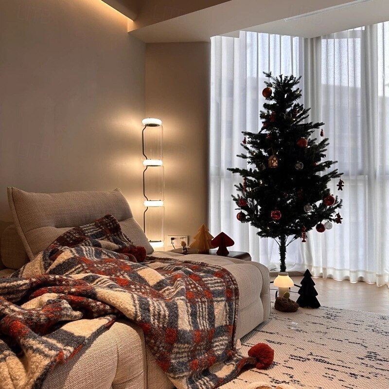 Blue Plaid Double-Sided Wool Christmas Nap Blanket, Sofa Throw, New Year Holiday Blanket4