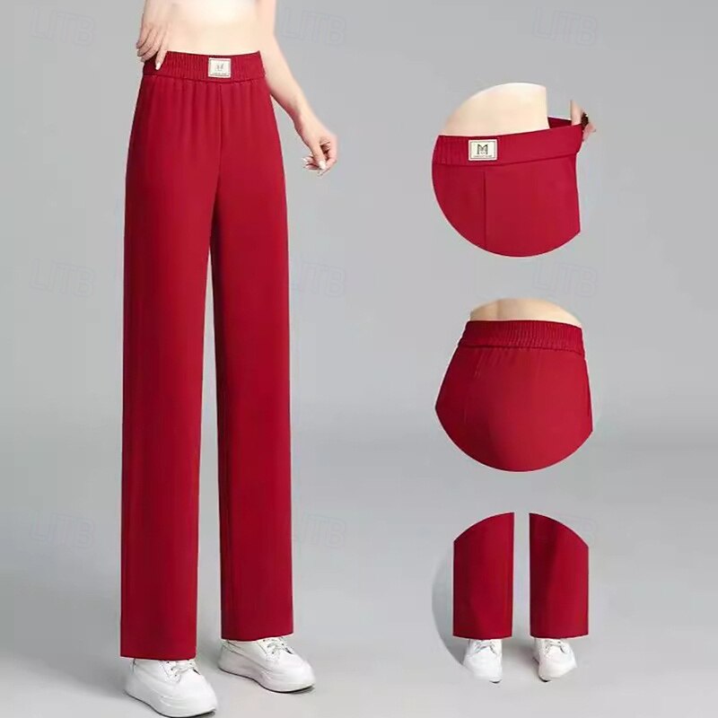 Women's Straight Leg Pants Lounge Pants High Waist Gym Outdoor Running Bottoms Solid Color Black Red Green Sports Activewear