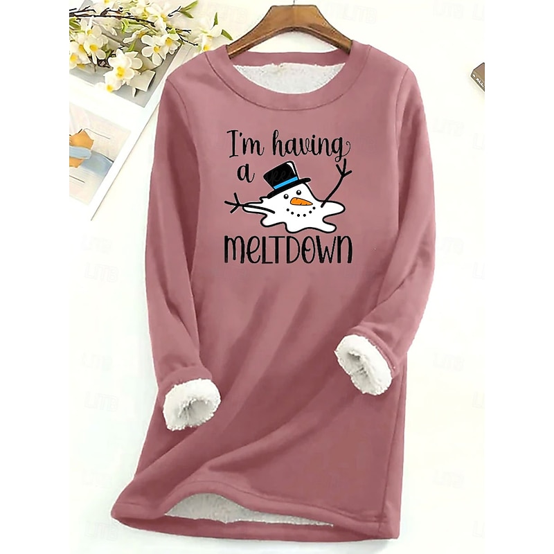 Women's Pullover Sweatshirt Graphic Letter Warm Casual Fuzzy Long Sleeve Crew Neck Round Neck Regular Tops Street Casual Light Pink Dark Pink Blue Spring Fall Winter3