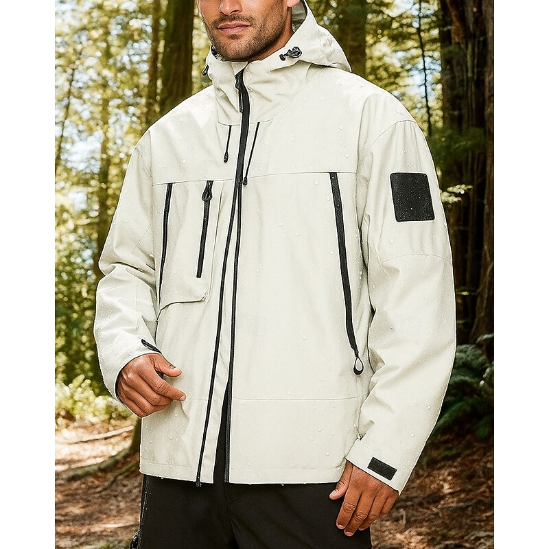 Men's Windbreaker Hiking Jacket rain coat Outdoor Waterproof Windproof Lightweight Hiking Outfits Hiking Clothes Spring Autumn / Fall Top Camping / Hiking / Caving Running Black White Purple3