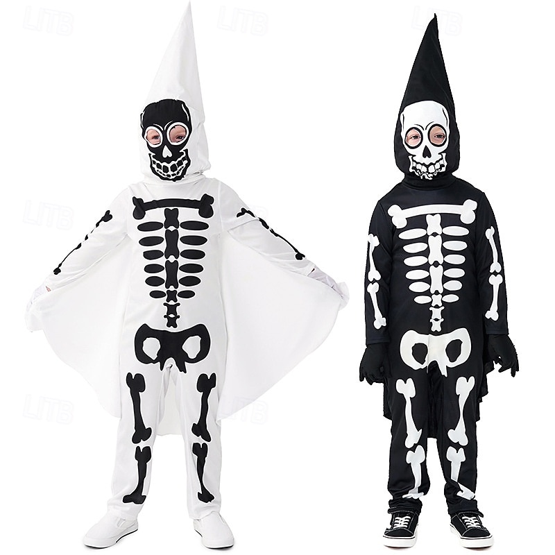 Skeleton Skull Ghost Halloween Fancy Costume Horror Scary Skeleton Kid's Unisex Boys' Girls' Halloween Carnival Performance Party Easy Halloween Costumes Dress Up