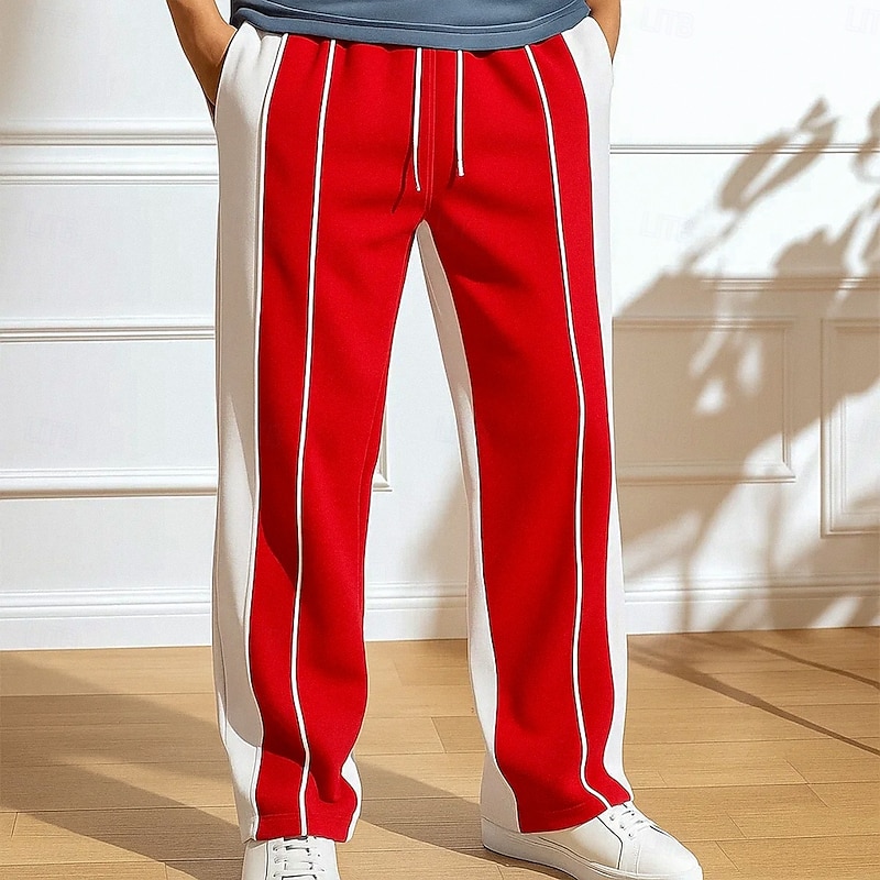 Men's Sweatpants Wide Leg Sweatpants Athletic Pants Trousers Open Bottom Sweatpants Drawstring Elastic Waist Plain Striped Moisture Wicking Breathable Full Length Sports Outdoor Casual Daily Vacation3