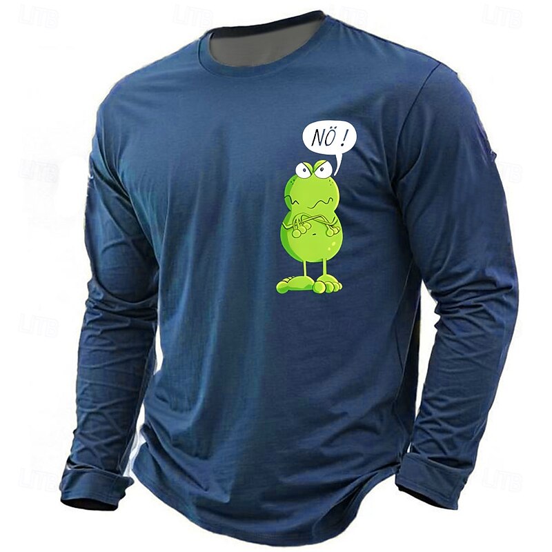 Men's Funny Slang T Shirt Long Sleeve T shirt 3D Print Crew Neck Shirt Fashion Daily Basic Street Casual Daily Black Blue Green All Seasons Clothing Apparel S M L XL XXL XXXL3