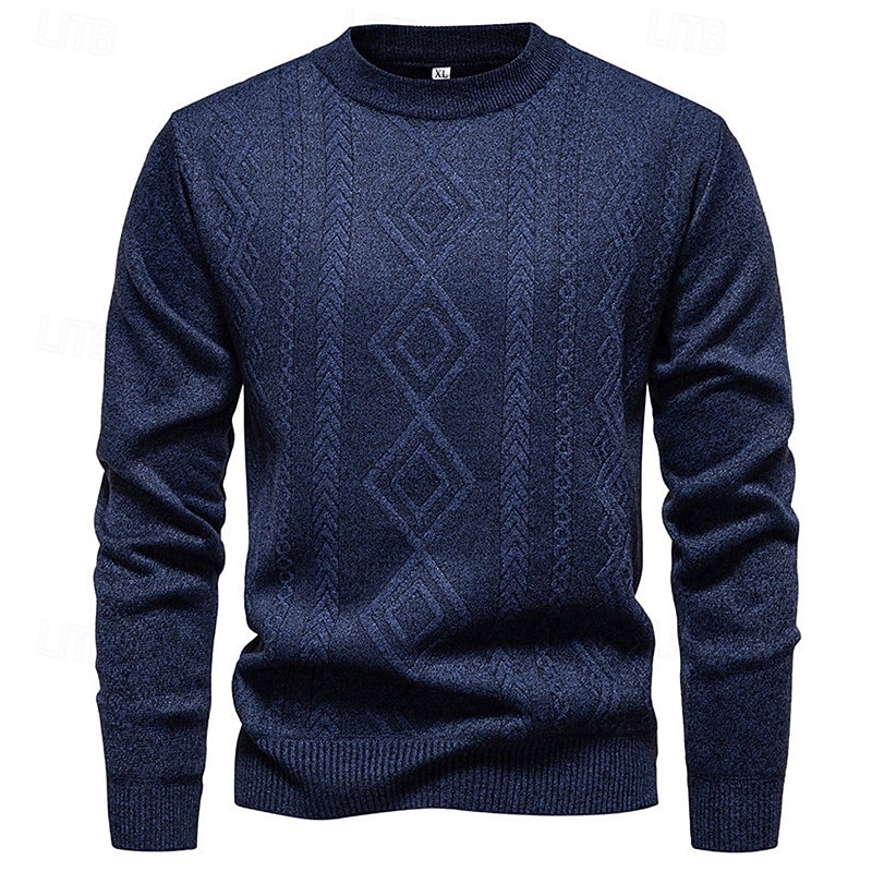 Men's Pullover Sweater Jumper Knit Sweater Ribbed Knit Regular Tops Knitted Plain Crew Neck Fashion Basic Vacation Daily Wear Clothing Apparel Winter Wine Black S M L2