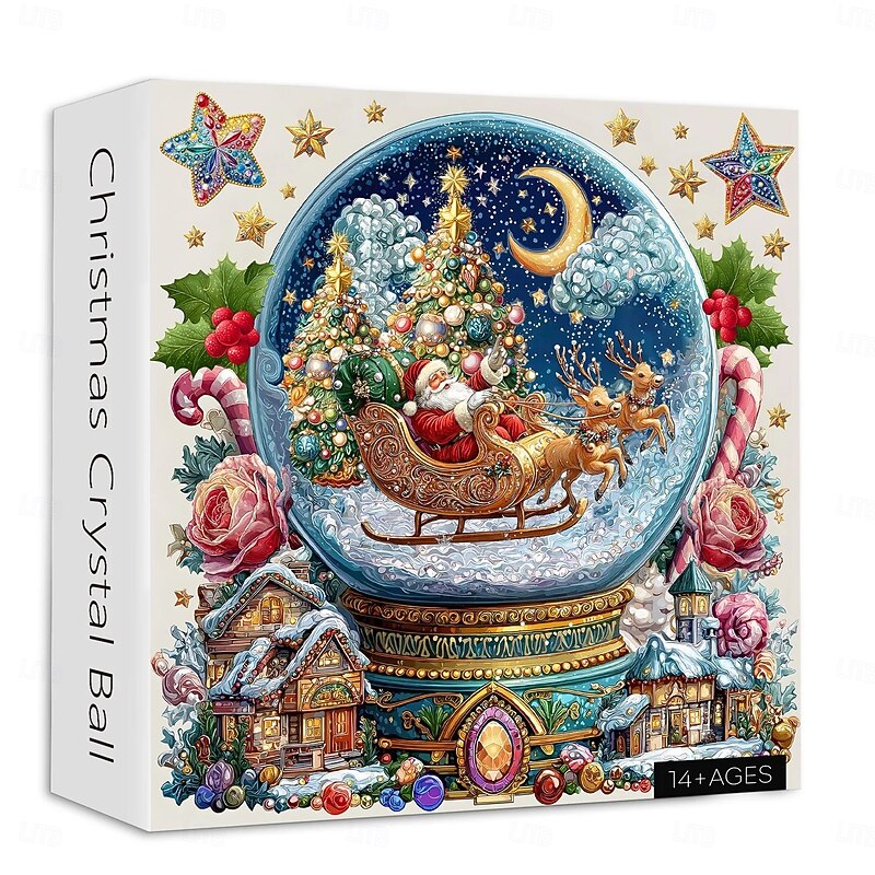 Christmas Crystal Ball Jigsaw Puzzles 1024 Pieces Home Wall Decorations Paper Puzzles Winter Puzzles for Home Decor Gifts Christmas Challenging Puzzle for Adults and Beginner
