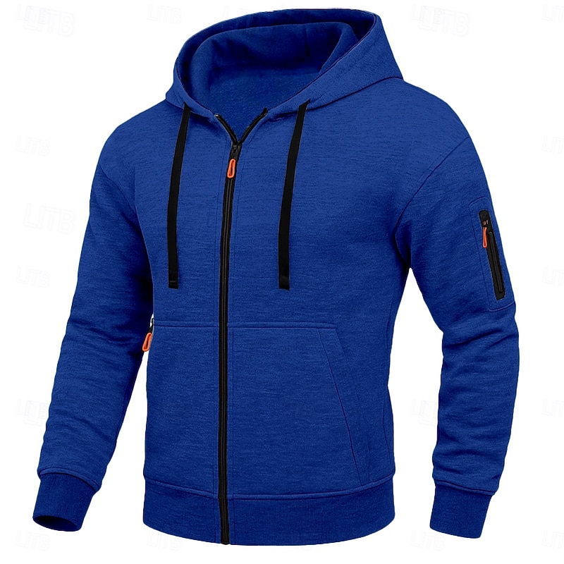 Men's Hoodie Full Zip Hoodie Fleece Hoodie Tactical Hoodie Black White Army Green Burgundy Navy Blue Hooded Plain Zipper Pocket Sports & Outdoor Casual Daily Polyester Streetwear Cool Sportswear4