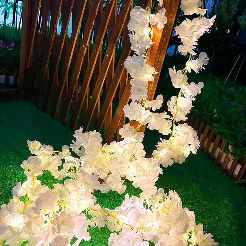 Cherry Blossom Rattan String Lights – Battery Powered Fairy Lights for Wedding, Holiday & Room Decor4