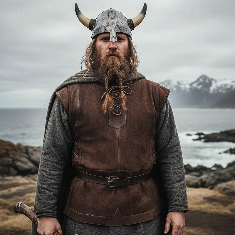 Retro Vintage Medieval Renaissance Vest Warrior Viking Fancy Dress Men's Halloween Carnival Performance LARP Ren Faire Adults' Vest