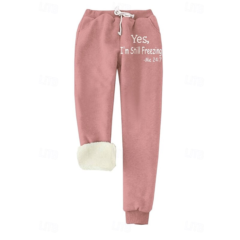 Women's Sweatpants Fleece Pants Down Pants Vacation Vintage Ethnic Style Full Length High Waist Graphic Letter Drawstring Stretchy Formal Outdoor Vacation Grey Black Pink Red Summer Spring Fall Winter3