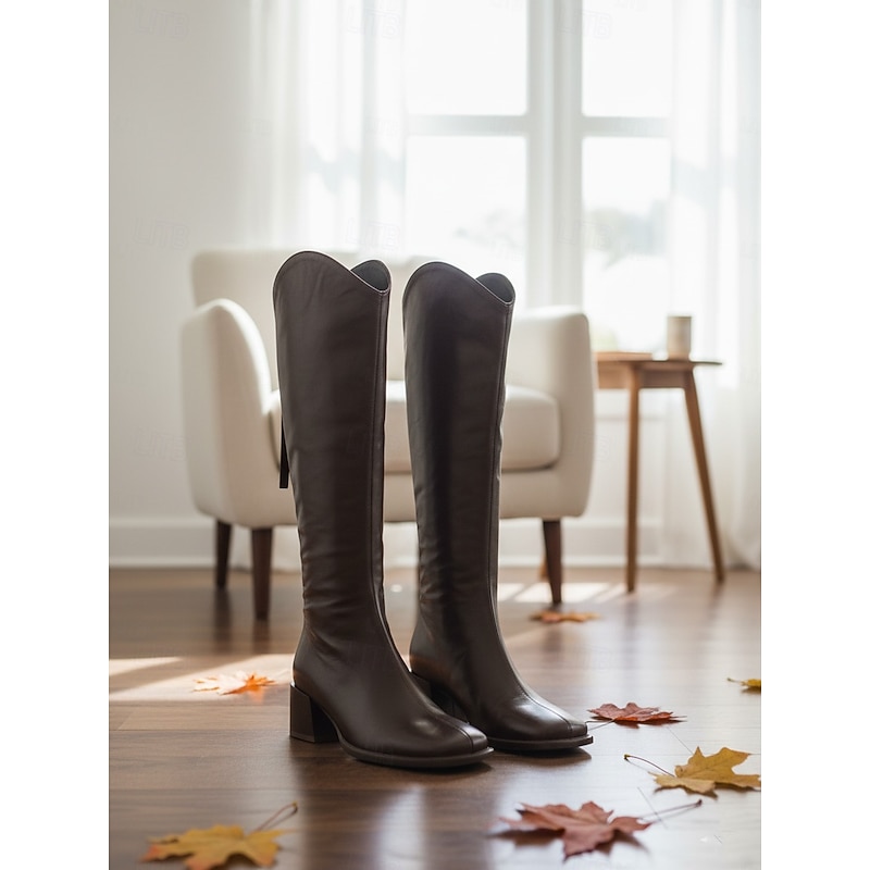 Women's Knee High Riding Boots Urban Fashion Block Heel Dress Boots for Casual and Street Style Outfits3