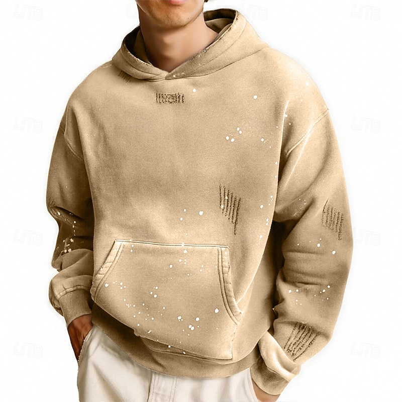 Men's Hoodie Apricot Black Gray Hooded Print Pocket Sports & Outdoor Daily Holiday Polyester Streetwear Basic Casual Spring Fall Clothing Apparel Hoodies Sweatshirts3