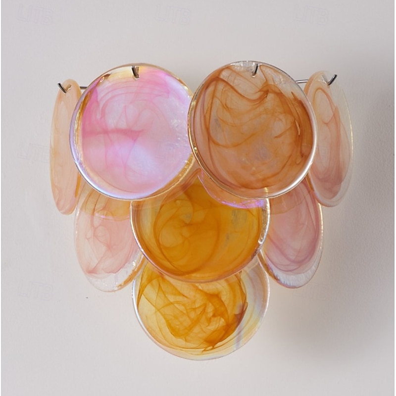 Pink Murano Glass Discs Wall Lamp2