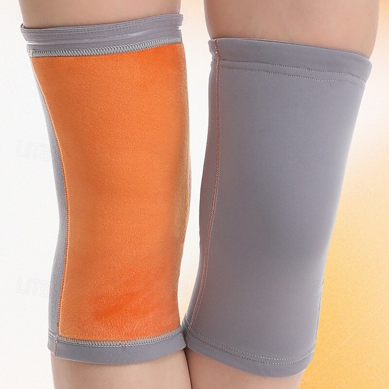 Women Men Collision Avoidance Anti-slip Plain Windproof Warm 2 Pack Fleece Rotective Knee Pads For Outdoor Sports2