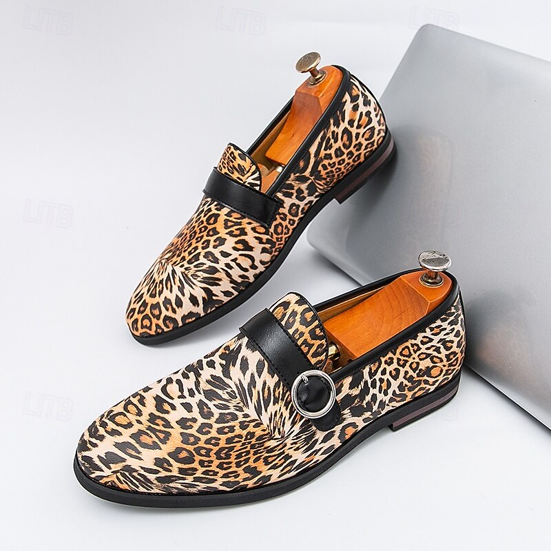 Men's Leopard Print Loafers with Metal Ring – Stylish Slip-On Party Shoes for Fashion-Forward Men, Nightclubs and Casual Events4