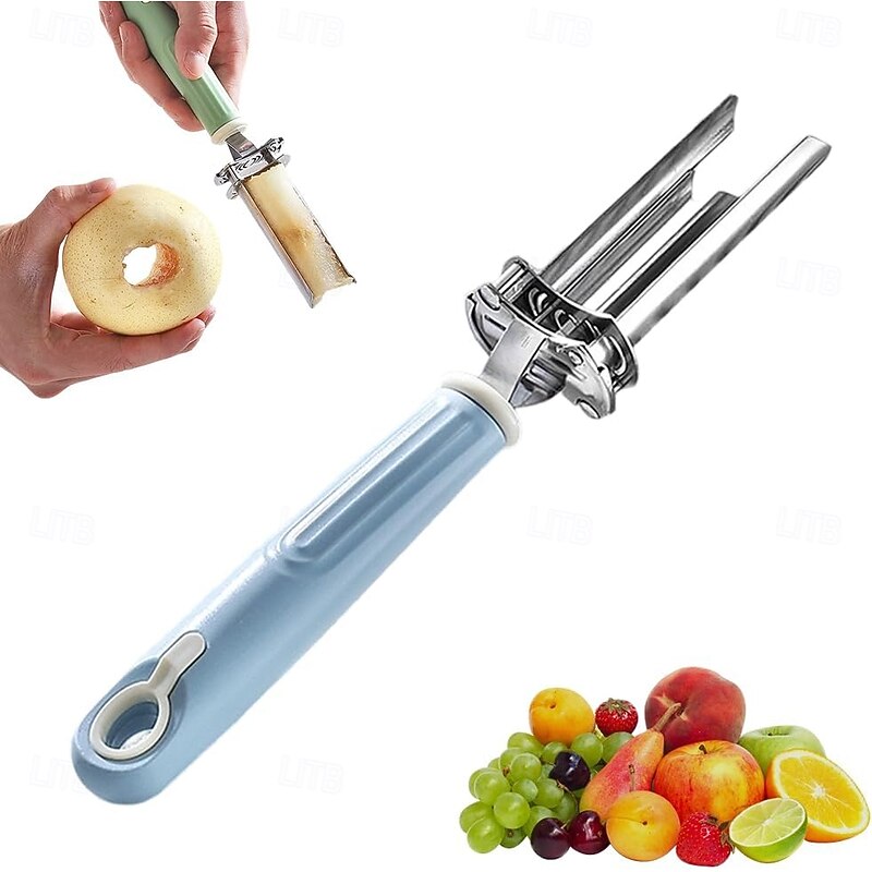 2-in-1 Stainless Steel Pepper Seed Corer Remover Adjustable Corer Tool for Apple, Bell Pepper, Pear, Red Dates Quick and Easy Fruit Vegetable Seeder Tool for Kitchen Gadgets2