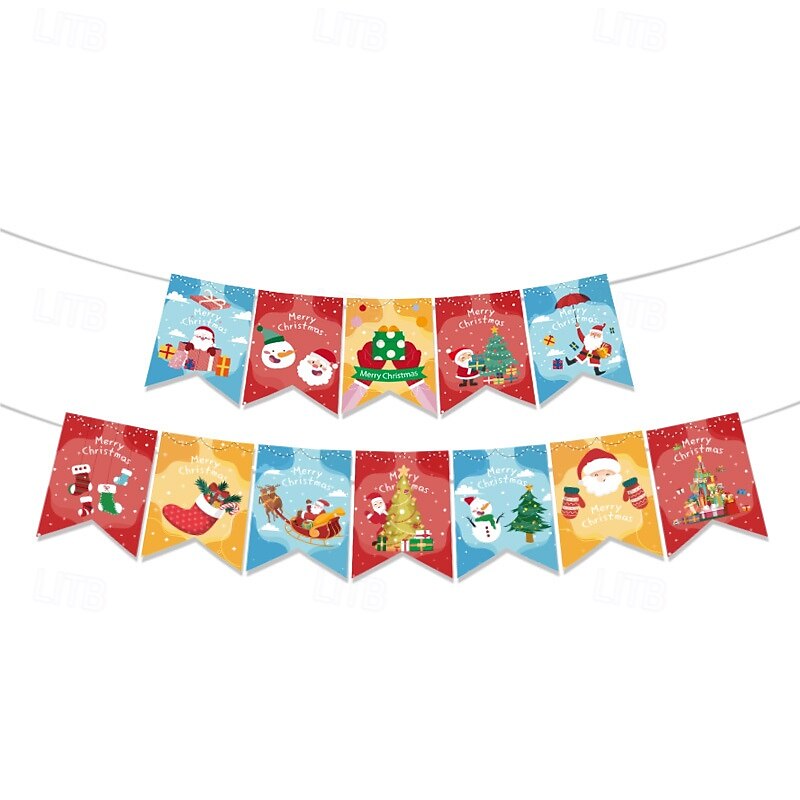 Christmas Pennant Flags, Triangle Bunting Banner, Holiday Party Decoration, Festive Store and Home Xmas Hanging Flags4