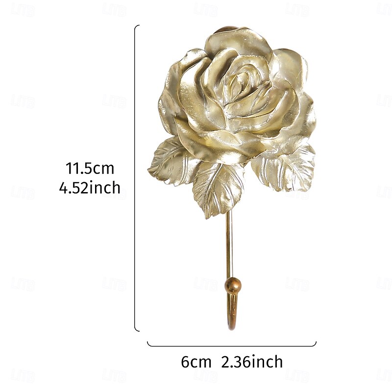 1PC Resin-painted Rose Decorative Single Hook Resin Material Hand-painted Three-dimensional Flower Decorative Iron Hook Suitable for Kitchen Bedroom Bathroom Key and Other Item Storage2
