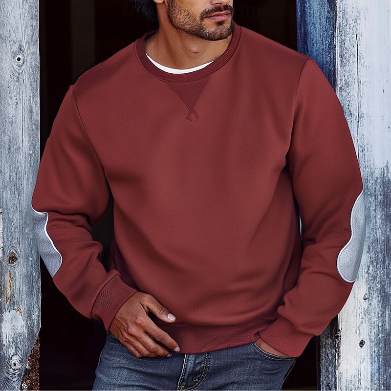 Men's Sweatshirt Black Red Royal Blue Light Grey Dark Gray Crew Neck Color Block Patchwork Sports & Outdoor Daily Holiday Streetwear Basic Casual Spring Fall Clothing Apparel Hoodies Sweatshirts