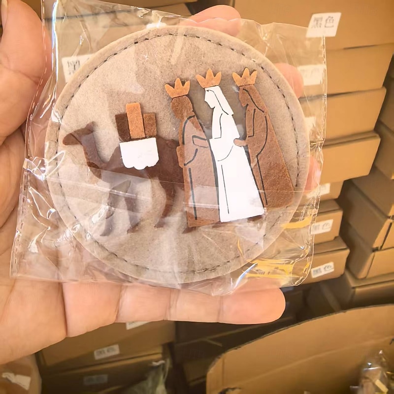 Christmas Handmade Felt Ornament Nativity Scene Decoration Jesus Birth Hanging Craft, Holiday Tree Decor, Gift Hanging Decoration4