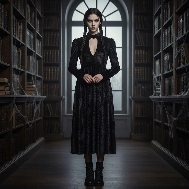 Dark Academia Halloween Dress Fancy Costume Gothic Horror Gothic Horror Scary Costume Adults' Women's Halloween Carnival Performance Party Easy Halloween Costumes Dress Up