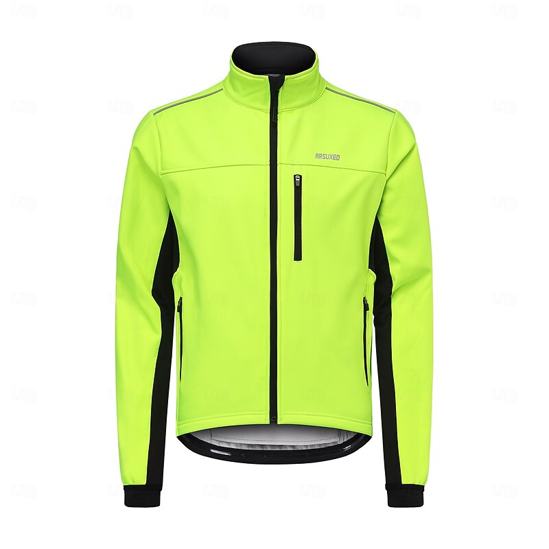 Arsuxeo Men's Cycling Jacket Windbreaker Fleece Jacket Winter Warm Ventilation Back Pocket Comfortable Bike Jacket Tracksuit Mountain Bike MTB Road Bike Cycling City Bike Cycling Black Red Blue Bike