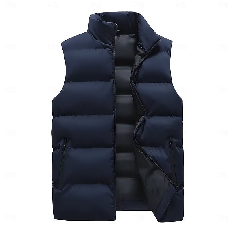 Men's Winter Vest Puffer Vest Sleeveless Vest Outdoor Thermal Warm Lightweight Breathable Winter Zipper Polyester Black Red Dark Blue Hunting Fishing Climbing4