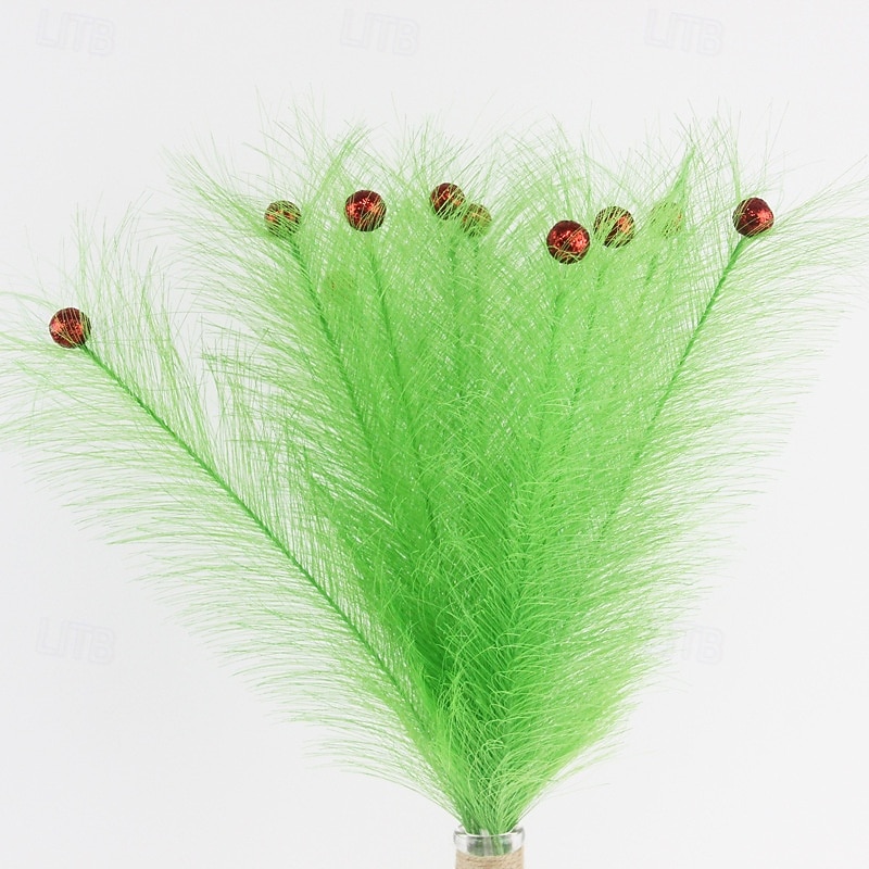 8 Pack Christmas Tree Branches, Green Elf Holiday Decorations, Tree Topper Accents, Home and Office Wreath Craft Decor, Festive Xmas Party Ornaments2