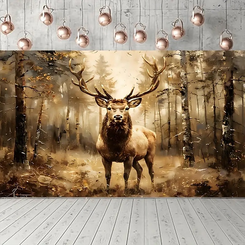 Christmas Tapestry Garage Door Cover Large Hanging Backdrop Deer Cute 3D Party Outdoor Holiday Shooting Backgrounds Yard Home Decor