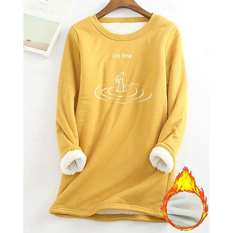 Women's Pullover Sweatshirt Graphic Fashion Basic Casual Long Sleeve Crew Neck Long Tops Street Dailywear Casual Print Fleece Lined Black Pink Dark Pink Blue Fall Winter3