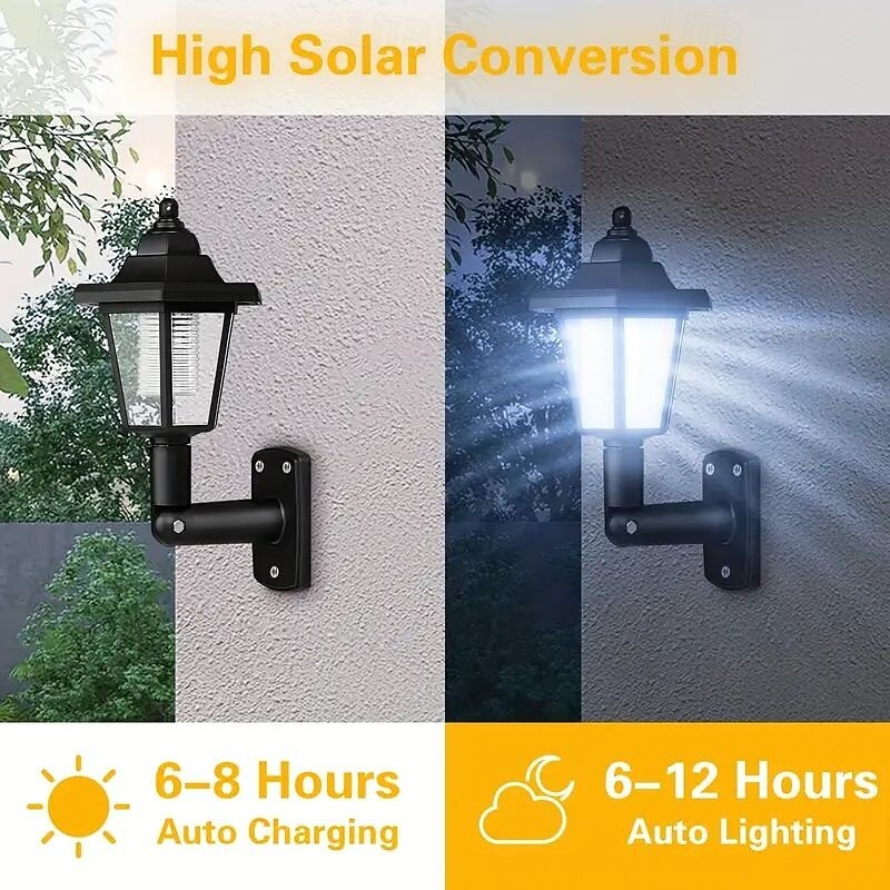 2pcs Solar Hexagonal LED Retro Wall Lamp Outdoor Waterproof for Home Balcony Courtyard Porch Garden Park Lighting Solar Night Light3