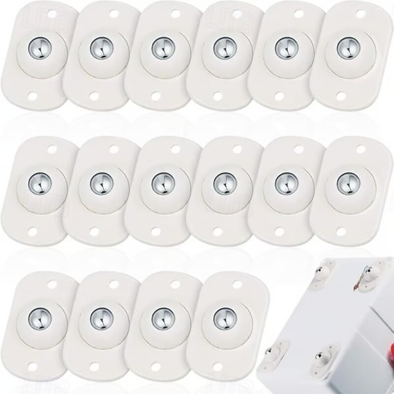 20 Pcs Stainless Steel Paste Universal Wheel Self Adhesive Mini Swivel Caster Wheels, 360° Rotation Ball Caster, Stainless Steel Universal Wheel Ball Transfers Pasted on The Bottom of Storage Box Small Furniture DIY Toys for Moving Easily