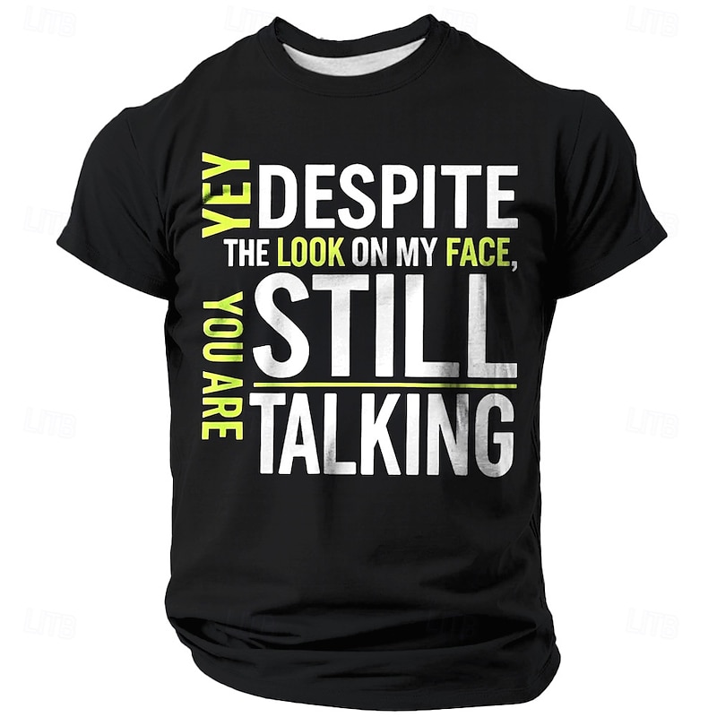 Men's Funny Slang T Shirt Short Sleeve T shirt 3D Print Crew Neck Shirt Fashion Daily Street Daily Black White Blue Summer Spring Clothing Apparel S M L XL XXL XXXL