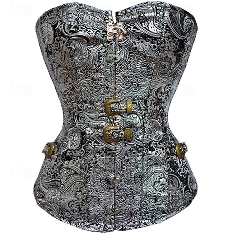 Women's Corset Shapewear Waist Cincher Shapewear Sexy Corset Gothic Sexy Floral Backless Vacation Street Date Sleeveless Corset Silver Spring Fall Tailored Fit