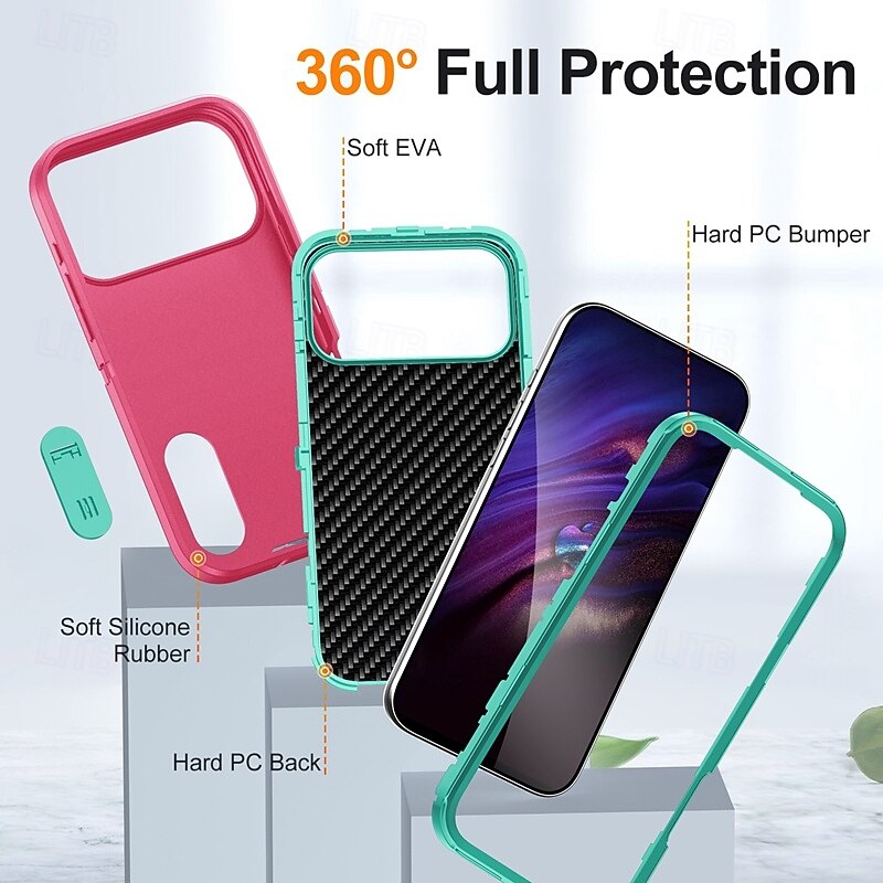 Phone Case For iPhone 17 Air 16 15 14 Pro Max Plus 16e 13 Pro Max Back Cover Kickstand Shockproof Retro TPU PC3