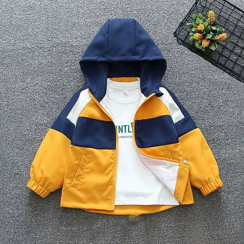 Kids Boys' Hiking Jacket Outdoor Jacket Outerwear Color Block Long Sleeve Zipper Pocket Comfort Windproof Breathable Coat Outdoor Fashion Daily Azure Earth Yellow Spring Fall 4 years+