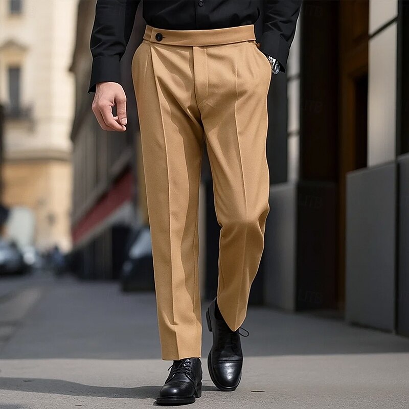 Men's Trousers Dress Pants Suit Pants Pocket Solid Color Plain Comfort Soft Full Length Party Business Daily Fashion Streetwear White Navy Blue Micro-elastic4