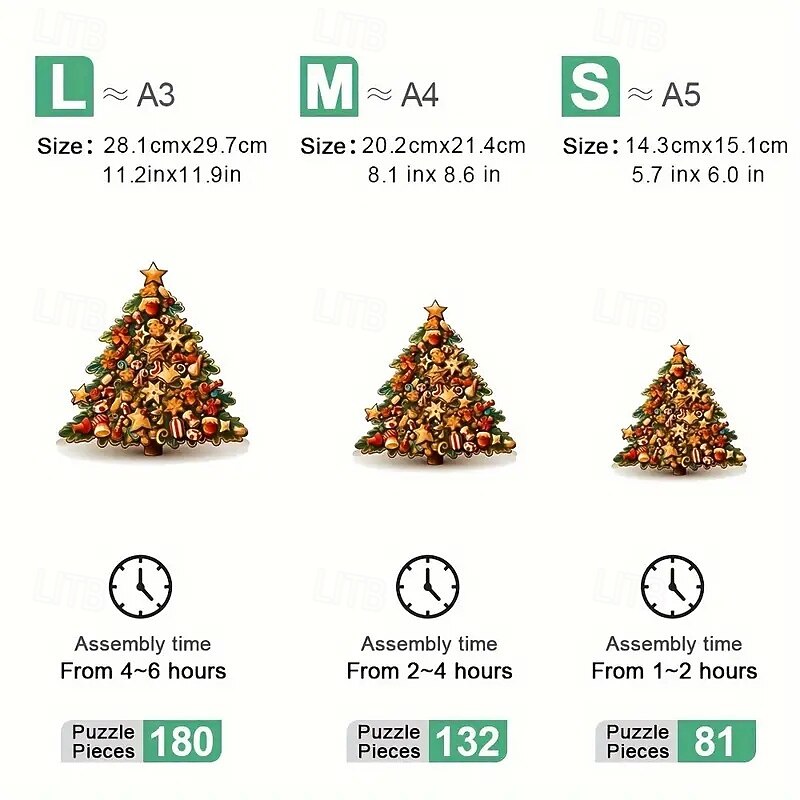 Christmas Tree Wooden Puzzle Art Animal Shaped Pieces Jigsaw Puzzles Christmas Toys With Beautiful Package Christmas Gift Home Decor Family Game3