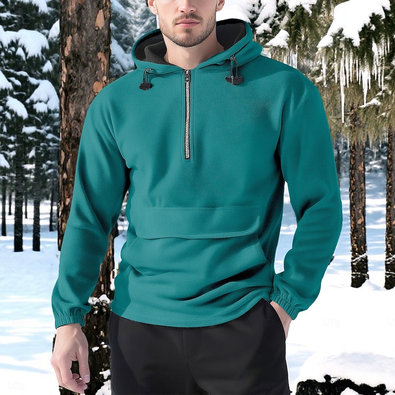 Men's Hoodie Quarter Zip Hoodie Fleece Hoodie Tactical Hoodie Black Burgundy Green Light Grey Coffee Hooded Plain Zipper Sports & Outdoor Casual Daily Streetwear Cool Sportswear Winter Spring &  Fall2