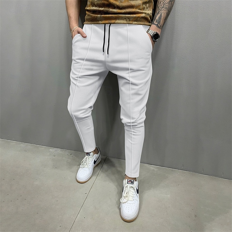 Men's Sweatpants Joggers Trousers Drawstring Pocket Elastic Waist Plain Comfort Sports Outdoor Daily Fashion Casual Light Khaki Black Micro-elastic