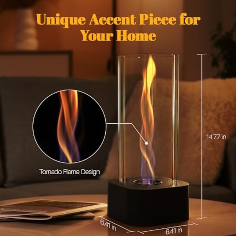 Table Top Firepit, Portable Tabletop Fireplace with 2 Combustion Chambers, Ethanol Tabletop Fire Pit for Indoor & Outdoor Home Decor Patio Balcony Parties Events4