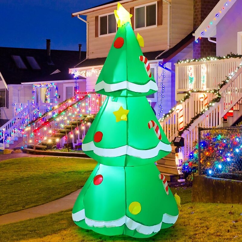 1 Pc 1.5M/5FT Christmas LED with lights Christmas tree inflatable air model voice controlled music color lights flashing indoor and outdoor gathering courtyard lawn decoration lights EU/US/UK/AU Plug4
