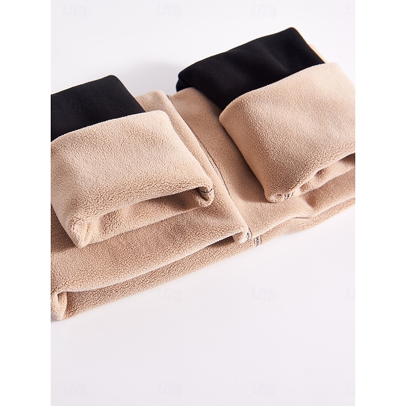 Women's Fleece Pants Leggings Fashion Streetwear Basic Ankle-Length High Waist Plain High Cut Comfy Soft Comfortable Stretchy Home Daily Black Fuchsia Camel Purple Spring Fall Winter Slim Fit2