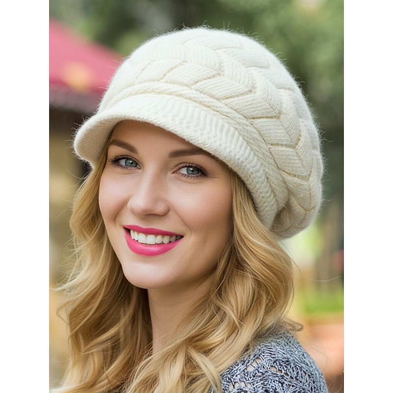 Women's Warm Knit Beret Hat - Soft Cable Knit, Stylish & Cozy, Perfect for Christmas and Winter Fashion, Available in Multiple Colors2