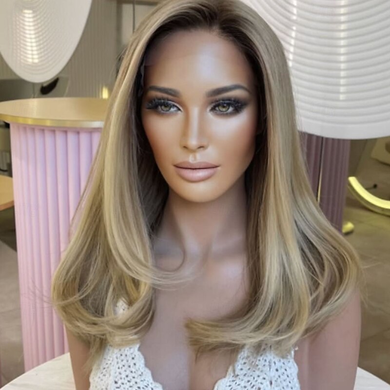 Brazilian Virgin Human Hair Glueless 5x5 Lace Closure Wigs Straight 13x4 Lace Front Wig for Women Ombre Blonde Highlight Human Hair Wig Natural Hairline2